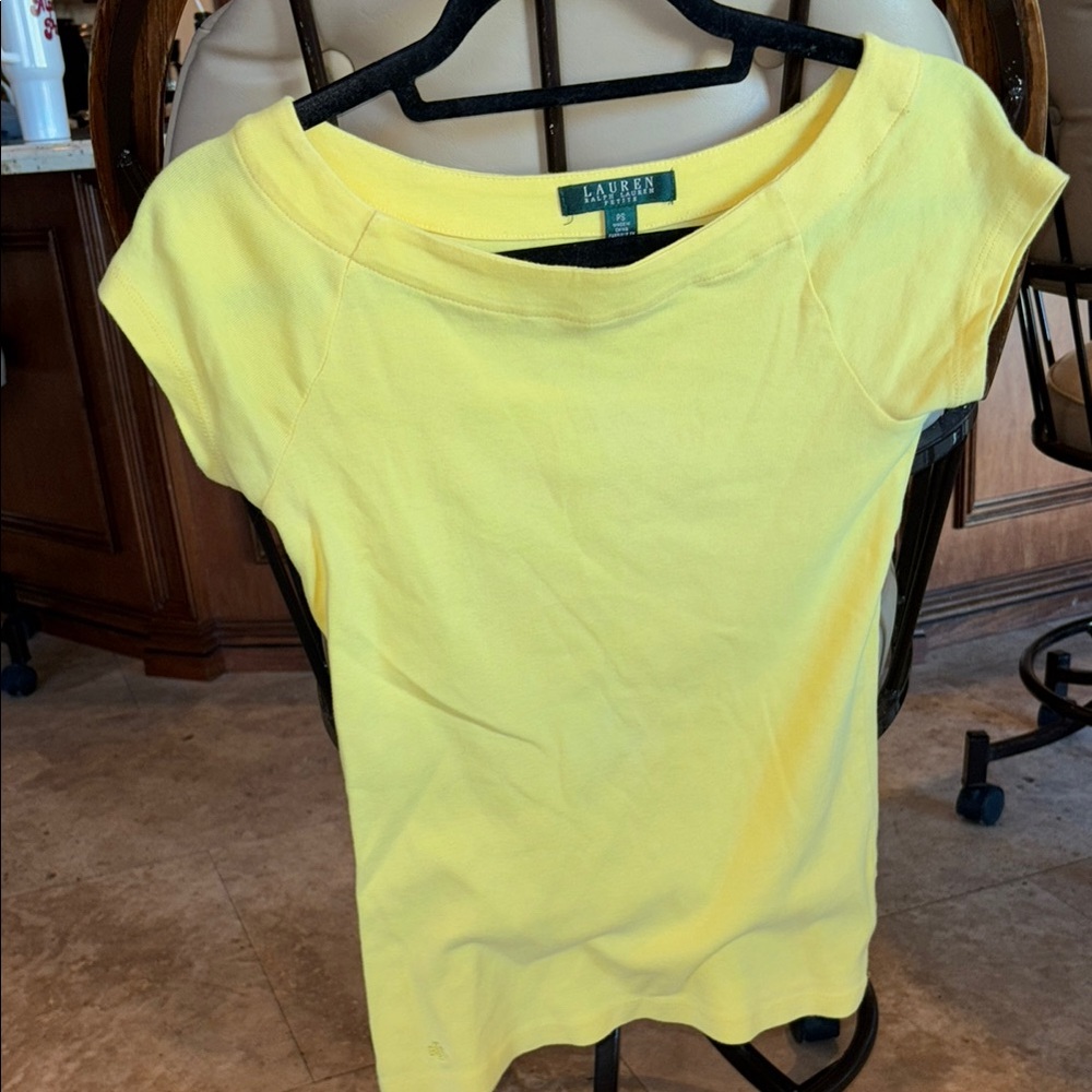 Lauren Ralph Lauren Yellow Cap Sleeve Fitted Tee